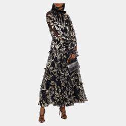 مملوكة مسبقًا Zimmermann Black Burnout Silk Maxi Dress S