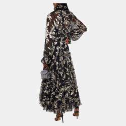 مملوكة مسبقًا Zimmermann Black Burnout Silk Maxi Dress S