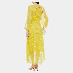 Pre Owned Zimmermann Yellow Dotted Silk Midi Dress L (2)