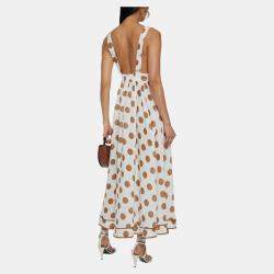 Pre Owned Zimmermann White Polka-Dot Linen Maxi Dress L
