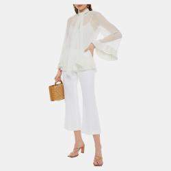 Pre Owned Zimmermann White Dotted Chiffon Blouse L