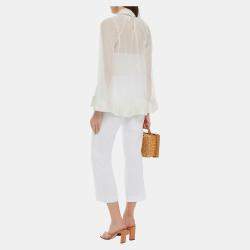 Pre Owned Zimmermann White Dotted Chiffon Blouse L