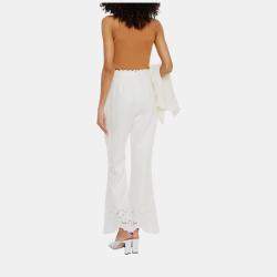 Zimmermann White Linen Scalloped Pants M (2)