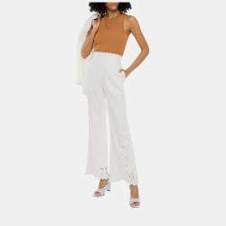 Zimmermann White Linen Scalloped Pants M (2)