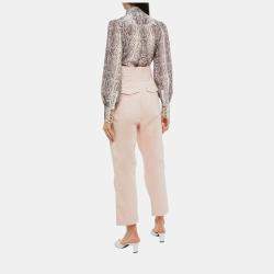 Pre Owned Zimmermann Pink Gabardine Buckle Pants Size M (2) 