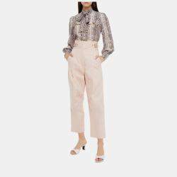 Pre Owned Zimmermann Pink Gabardine Buckle Pants Size M (2) 