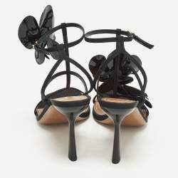 مملوكة مسبقًا Zimmermann Orchid Size 39 Black Canvas Ankle Strap Sandals