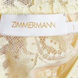 Pre Owned Zimmermann Yellow Embellished Floral Lace Midi Dress S