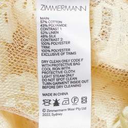 Pre Owned Zimmermann Yellow Embellished Floral Lace Midi Dress S