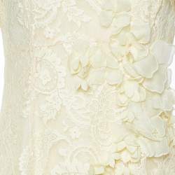 Pre Owned Zimmermann Yellow Embellished Floral Lace Midi Dress S