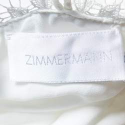 مملوكة مسبقًا Zimmermann White Dotted Silk Lace Paneled Maxi Dress XS