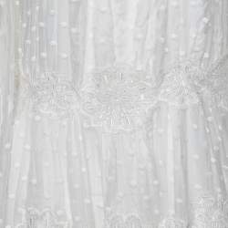 مملوكة مسبقًا Zimmermann White Dotted Silk Lace Paneled Maxi Dress XS