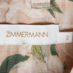 Zimmermann Multicolor Floral Print Linen Blend Gathered Bra Top M