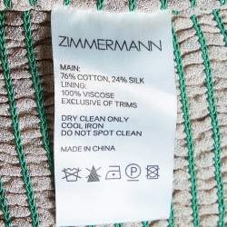 Pre Owned Zimmermann Multicolor Printed Cotton & Silk Amari Off-the-shoulder Crop Top M