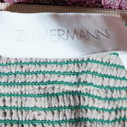 Pre Owned Zimmermann Multicolor Printed Cotton & Silk Amari Off-the-shoulder Crop Top M