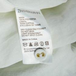 Pre Owned Zimmermann Off White Floral Printed Crepe Pleated V Neck Maxi Dress XS