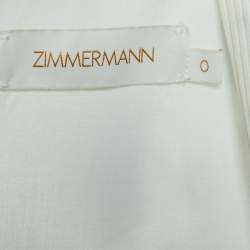 Pre Owned Zimmermann Off White Floral Printed Crepe Pleated V Neck Maxi Dress XS