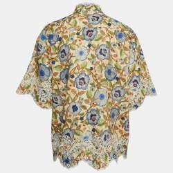 Pre Owned Zimmermann Multicolor Floral Print Schiffli Linen Shirt XS