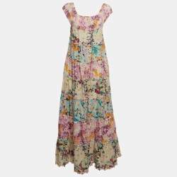 Pre Owned Zimmermann Multicolor Floral Print Cotton Tiered Maxi Dress S