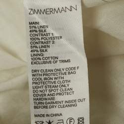 Zimmermann Off-White Linen Blend Eyelet Detail Mini Dress XS