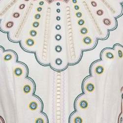 Pre Owned Zimmermann White Peggy Embroidered Cotton Blend Midi Dress M