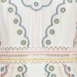 Pre Owned Zimmermann White Peggy Embroidered Cotton Blend Midi Dress M