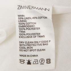 Pre Owned Zimmermann White Peggy Embroidered Cotton Blend Midi Dress M