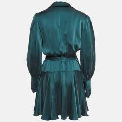 مملوكة مسبقًا Zimmermann Green Silk Wrap-Around Mini Dress M