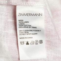 Pre Owned Zimmermann Pink Floral Print Linen Bells Cuffed Playsuit M