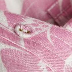 Pre Owned Zimmermann Pink Floral Print Linen Bells Cuffed Playsuit M