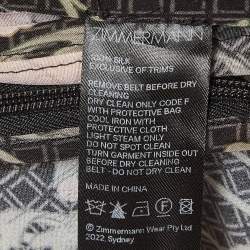 Pre Owned Zimmermann Black Floral Print Silk Belted Trousers L