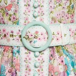 Pre Owned Zimmermann White Floral Print Linen Jude Mini Dress S