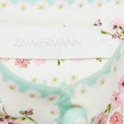 Pre Owned Zimmermann White Floral Print Linen Jude Mini Dress S