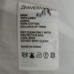 Pre Owned Zimmermann White Linen Ruffled Mini Dress S