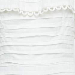Pre Owned Zimmermann White Linen Ruffled Mini Dress S