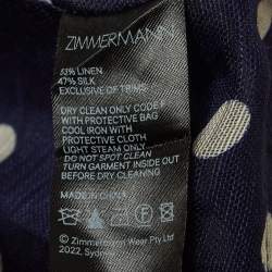 Pre Owned Zimmermann Blue Polka Dots Linen Blend Halter Neck High Tide Midi Dress M