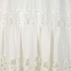 Pre Owned Zimmermann Off-White Dotted Pattern Cotton Lace Trim Mini Dress XS