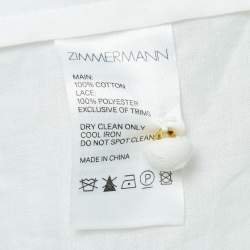 Pre Owned Zimmermann Off-White Dotted Pattern Cotton Lace Trim Mini Dress XS