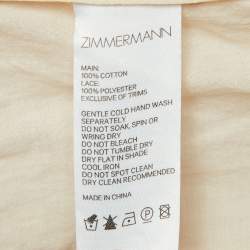 Pre Owned Zimmermann Beige Printed Cotton Lace Trimmed V-Neck Mini Dress S