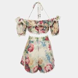 Zimmermann Beige Floral Print Skirt & Top Set M