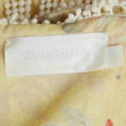Pre Owned Zimmermann Yellow Floral Print Linen & Cotton Mini Dress M