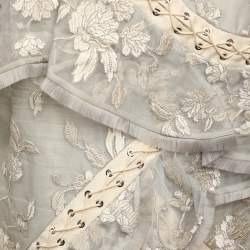 Pre Owned Zimmermann Grey Floral Embroidered Silk Maxi Skirt M