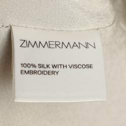 Pre Owned Zimmermann Grey Floral Embroidered Silk Maxi Skirt M