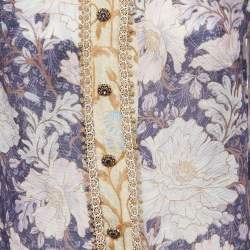 Pre Owned Zimmermann Purple Celestial Floral Print Linen Blend Blouse S