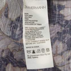 Pre Owned Zimmermann Purple Celestial Floral Print Linen Blend Blouse S