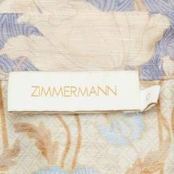 Pre Owned Zimmermann Purple Celestial Floral Print Linen Blend Blouse S