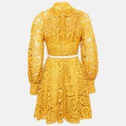 مملوكة مسبقًا Zimmermann Yellow Paisley Lace Anneke Mini Dress XS