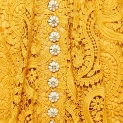 مملوكة مسبقًا Zimmermann Yellow Paisley Lace Anneke Mini Dress XS