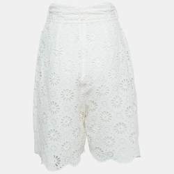 Zimmermann White Floral Lace Cotton Shorts M
