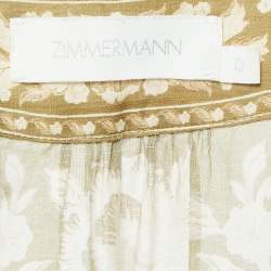 Pre Owned Zimmermann Green Printed Cotton Mini Wrap Dress S